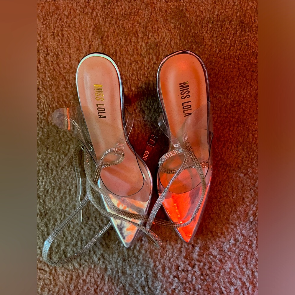 Miss Lola High Heels Silver/Clear